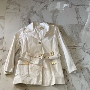 Michael Kors White Trench Coat with Gold Details